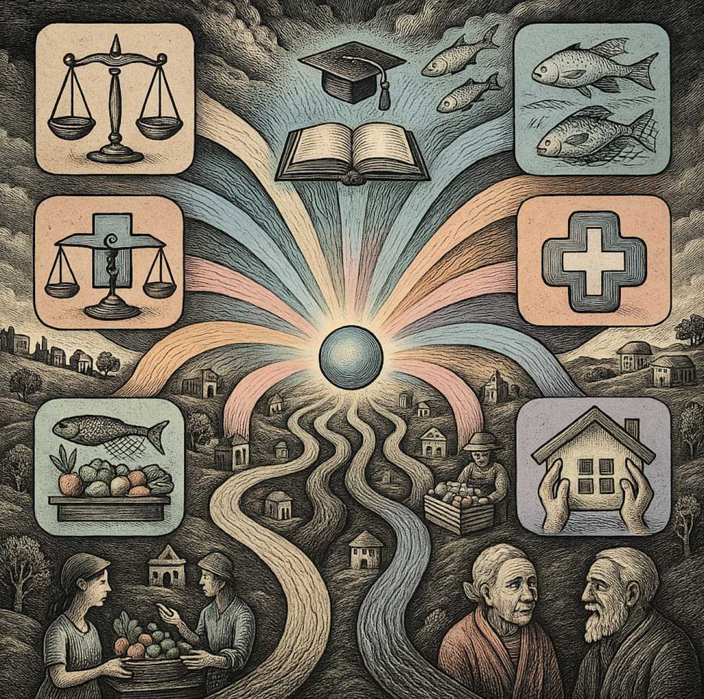 Illustration symbolizing bold, collaborative action across sectors in global philanthropy
